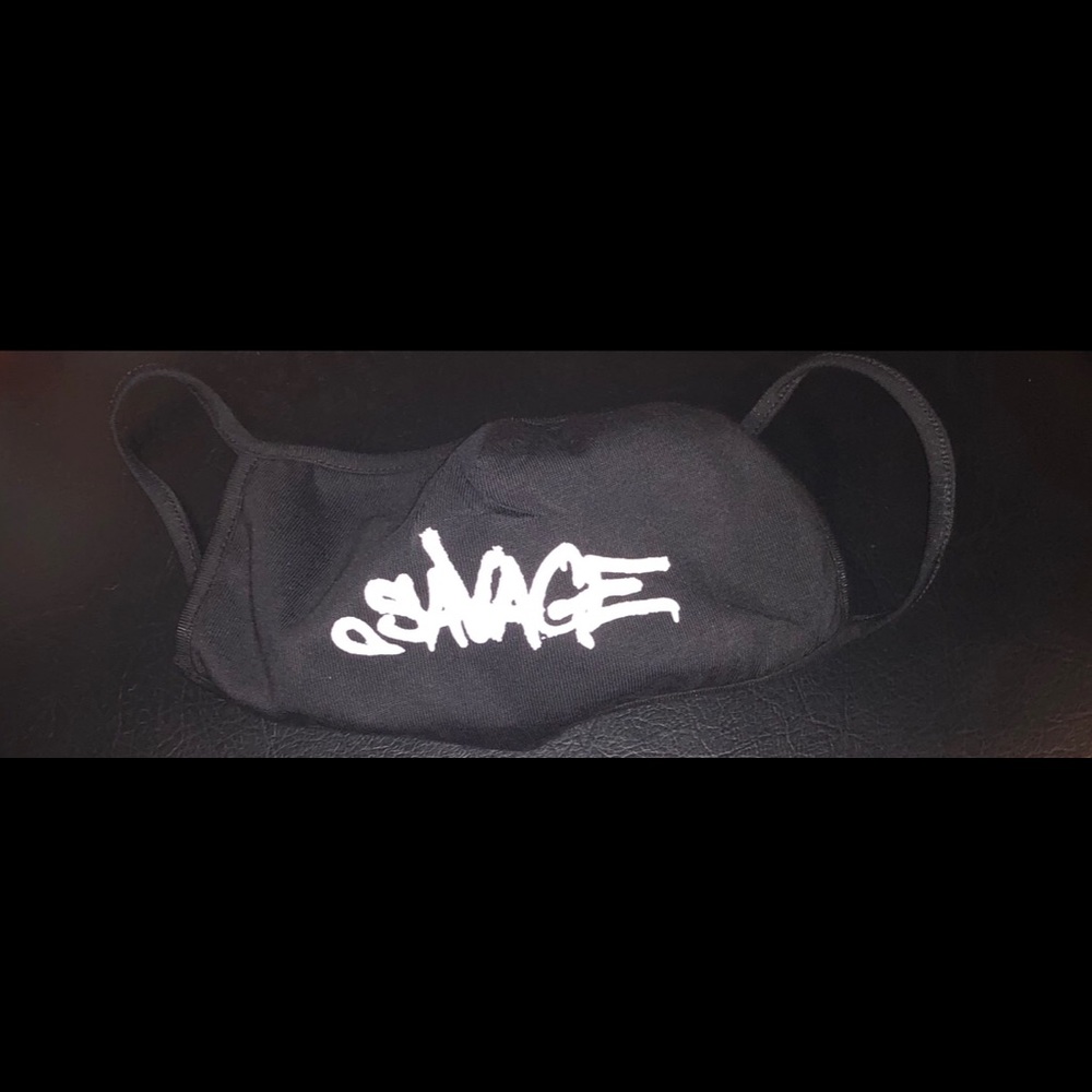Face Mask Black With White Letters